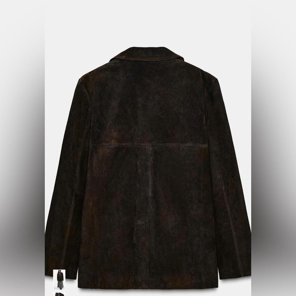 Zara Women's Dark Brown Leather Jacket - Picture 5 of 7